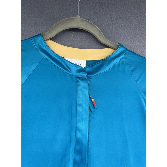 Natori Robe Womens Large Blue Kimono Long Sleeve Bird Floral Embroidered 55in - Picture 10 of 16